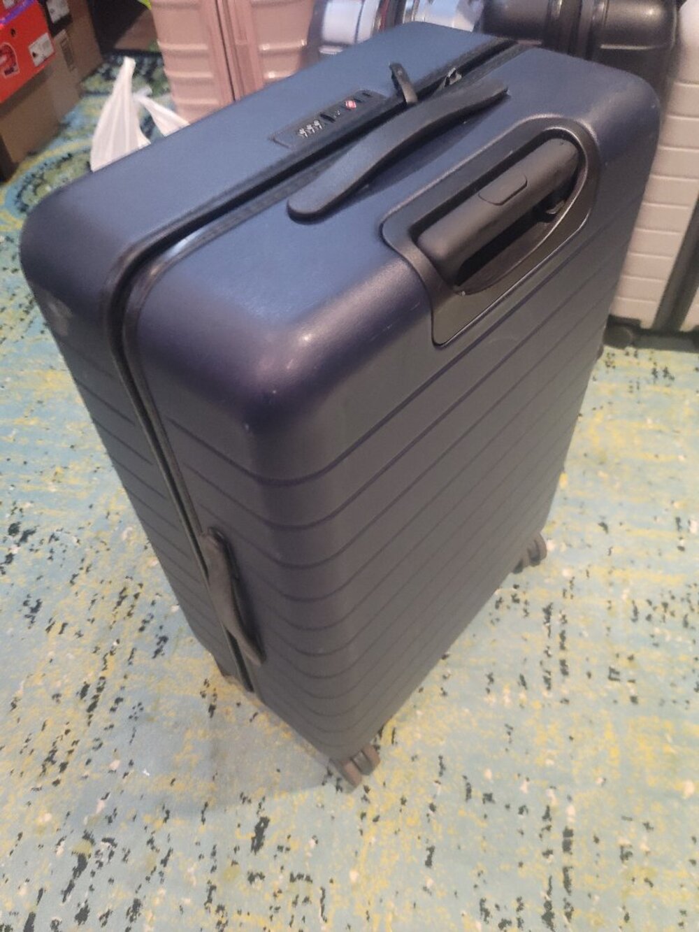 Away Checked Luggage Hard Shell BLUE - 25" - WITH DEFECTS